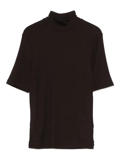 Marc O'polo Roll-neck Short-sleeve Top In Black