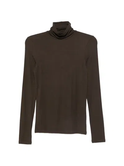 Marc O'polo Roll-neck Long-sleeve T-shirt In Brown
