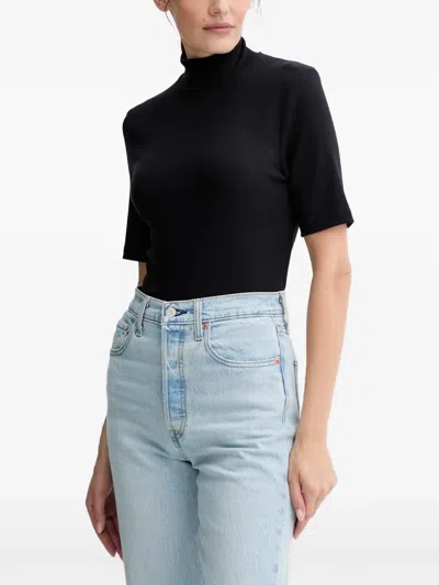 Marc O'polo Roll-neck Ribbed Top In Black