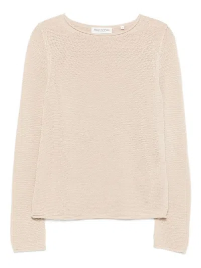 Marc O'polo Round-neck Cotton Knit Jumper In Neutral