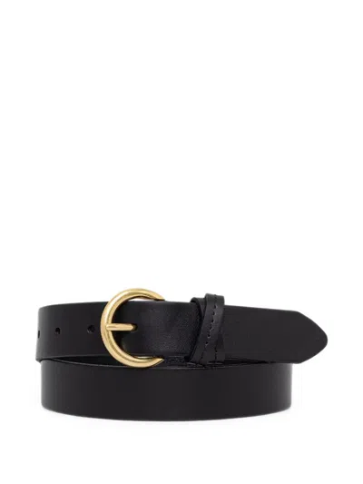 Marc O'polo Round-buckle Leather Belt In Black