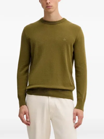 Marc O'polo Round-neck Logo-embroidery Sweatshirt In Green