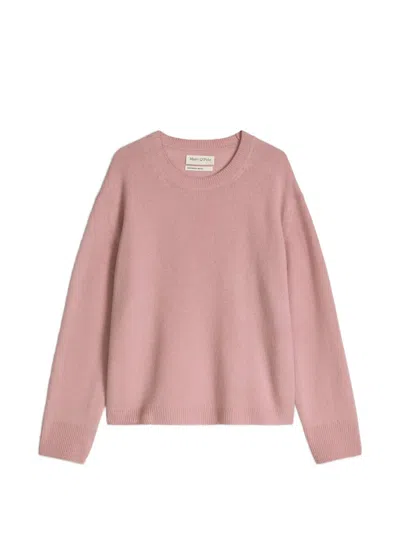 Marc O'polo Round-neck Side-slit Sweater In Pink