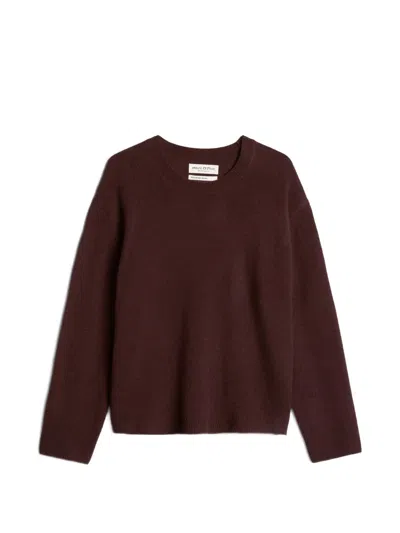 Marc O'polo Round-neck Side-slit Sweater In Burgundy