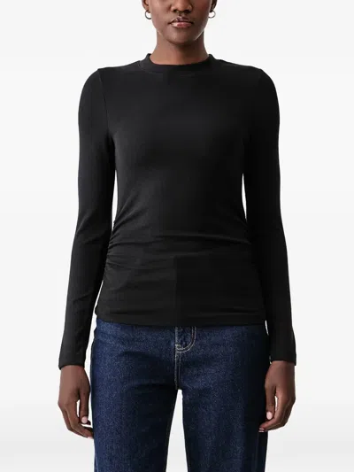 Marc O'polo Ruched Long-sleeve T-shirt In Black