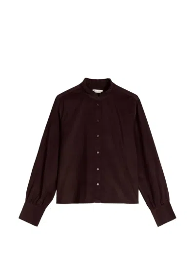 Marc O'polo Ruffle-collar Long-sleeve Blouse In Brown