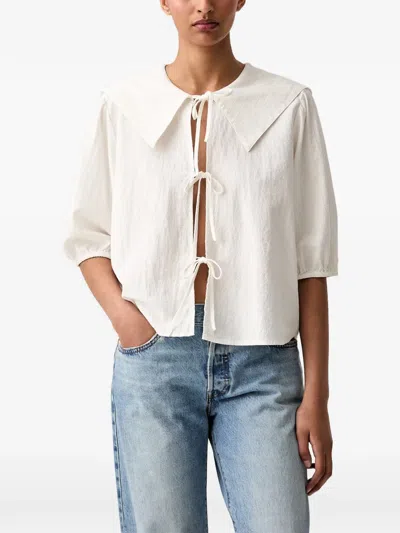 Marc O'polo Sailor-collar Tie-fastening Blouse In White