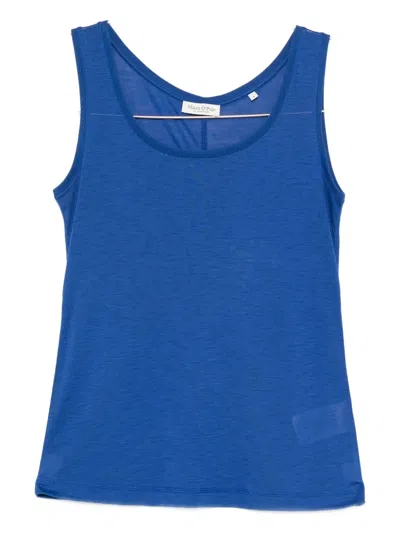 Marc O'polo Scoop-neck Ribbed Top In Blue