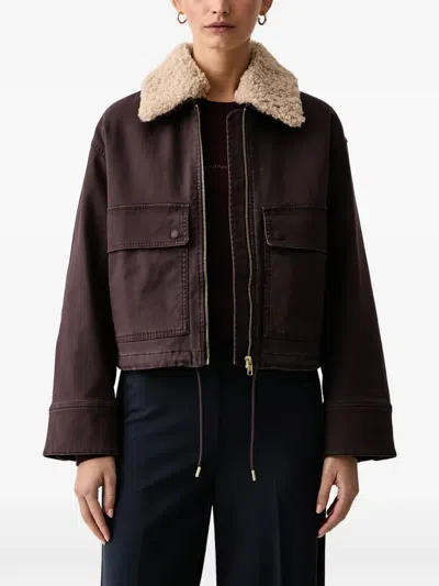 Marc O'polo Shearling-collar Pocket-detail Jacket In Brown