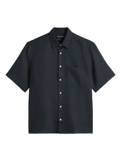 Marc O'polo Short-sleeve Button-up Shirt In Black
