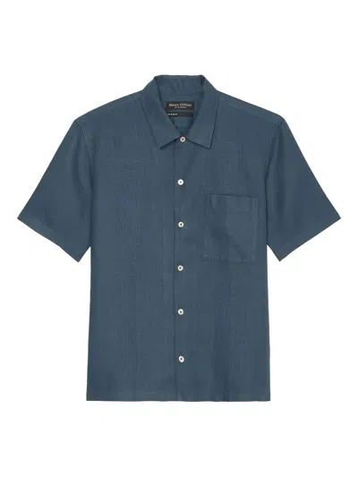Marc O'polo Short-sleeve Button-up Shirt In Blue