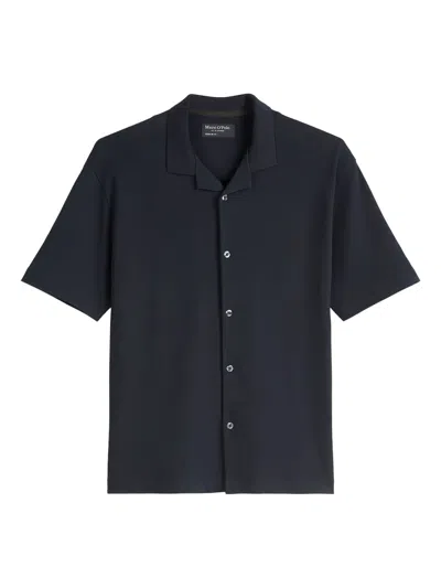 Marc O'polo Short-sleeve Button-up Shirt In Black