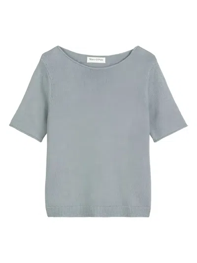 Marc O'polo Short-sleeve Knitted Top In Blue