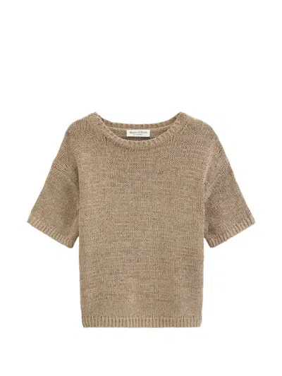 Marc O'polo Short-sleeve Knit Sweater In Brown
