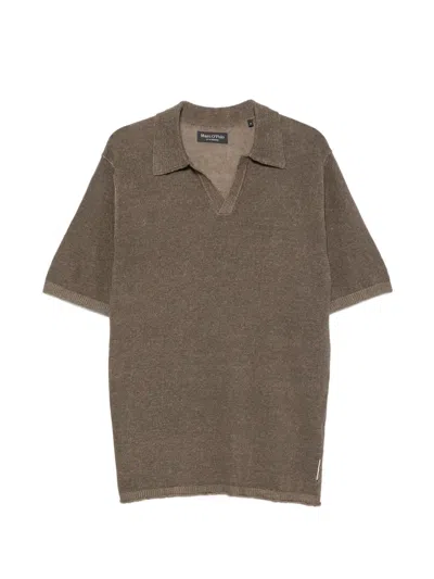 Marc O'polo Short-sleeve Knitted T-shirt In Brown