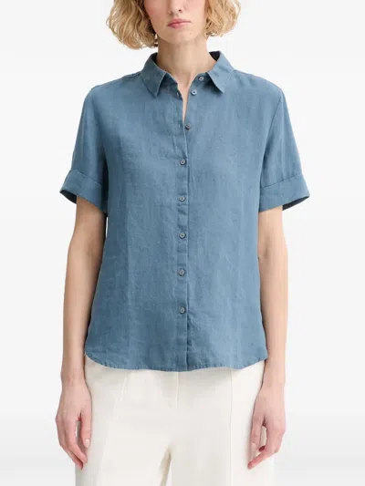 Marc O'polo Short-sleeve Linen Shirt In Blue