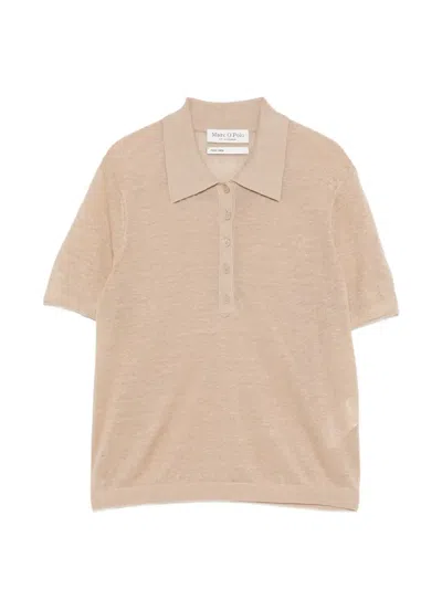 Marc O'polo Short-sleeved Linen Polo Shirt In 뉴트럴