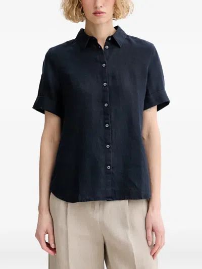 Marc O'polo Short-sleeved Linen Shirt In Blue