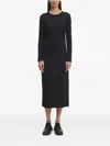 Marc O'polo Side-twist Long-sleeve Midi Dress In Black