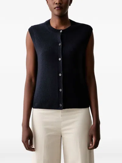 Marc O'polo Sleeveless Button-up Cardigan In Black
