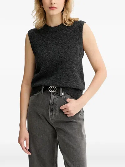 Marc O'polo Sleeveless Crew-neck Top In Gray