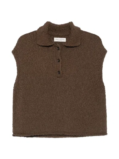 Marc O'polo Sleeveless Polo Top In Brown