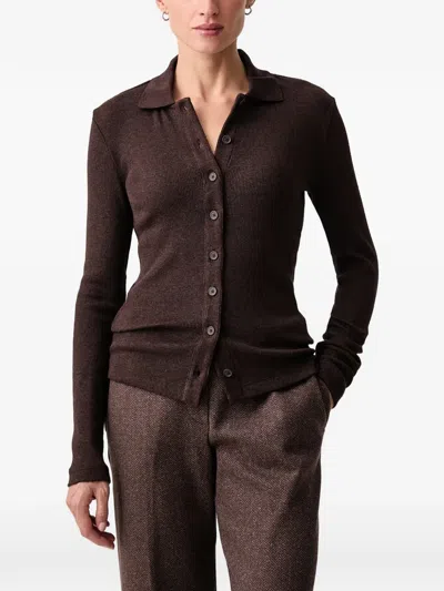 Marc O'polo Slim-fit Ribbed-knit Shirt In Brown