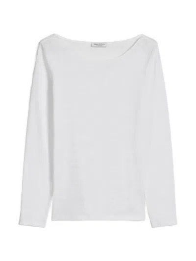 Marc O'polo Slub-effect Boat-neck T-shirt In White