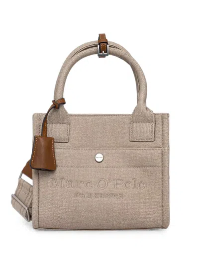Marc O'polo Small Logo-embroidered Canvas Tote Bag In Neutrals