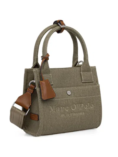 Marc O'polo Small Logo-embroidery Tote Bag In Green