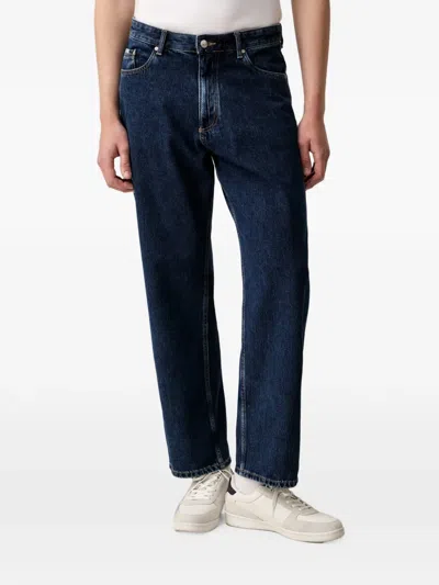 Marc O'polo Straight-leg Logo-patch Jeans In Blue