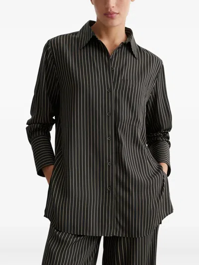 Marc O'polo Striped Button-up Shirt In Black