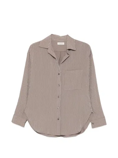 Marc O'polo Striped Chest-pocket Shirt In Brown