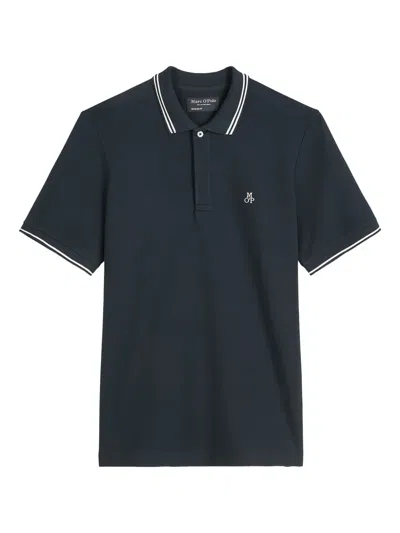 Marc O'polo Striped-collar Polo Shirt In Blue