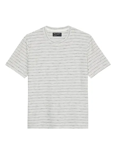 Marc O'polo Striped Crew-neck T-shirt In Gray