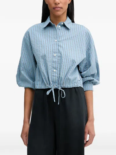 Marc O'polo Striped Drawstring-hem Shirt In Blue