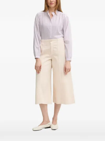 Marc O'polo Striped Gathered-detail Blouse In Purple