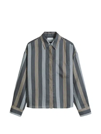 Marc O'polo Striped Long-sleeve Blouse In Gray