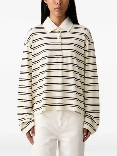 Marc O'polo Striped Long-sleeve Polo Shirt In White