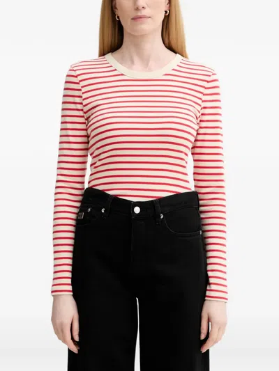 Marc O'polo Gestreiftes Langarmshirt In Pink