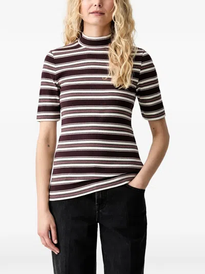 Marc O'polo Striped Ribbed-knit Top In Black