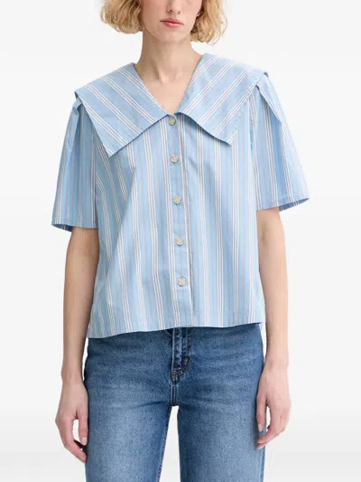 Marc O'polo Striped Sailor-collar Shirt In Blue
