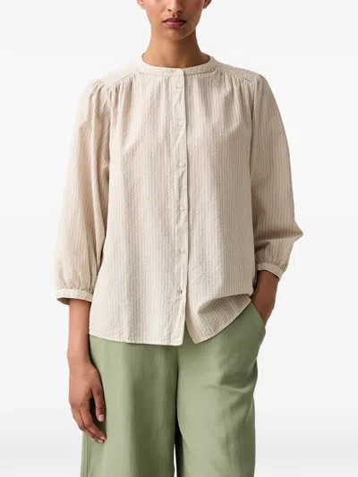 Marc O'polo Striped Seersucker Blouse In Neutral