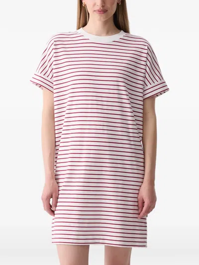 Marc O'polo Striped Short-sleeve Mini Dress In White