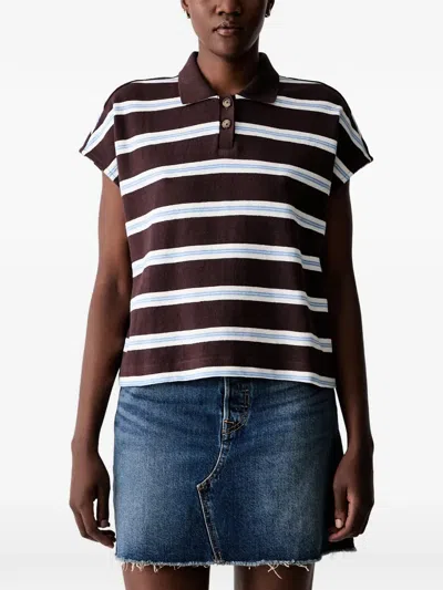 Marc O'polo Striped Short-sleeve Polo Shirt In Blue