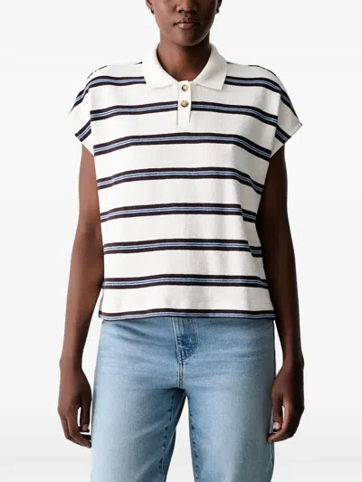 Marc O'polo Striped Short-sleeve Polo Shirt In White