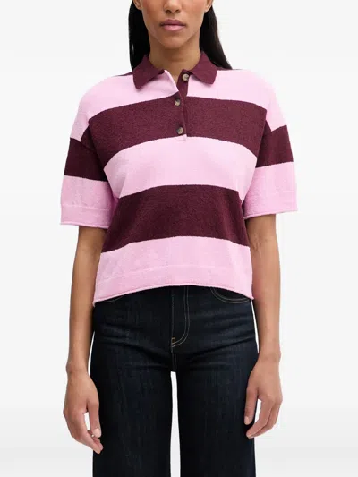 Marc O'polo Striped Short-sleeve Polo Shirt In Pink