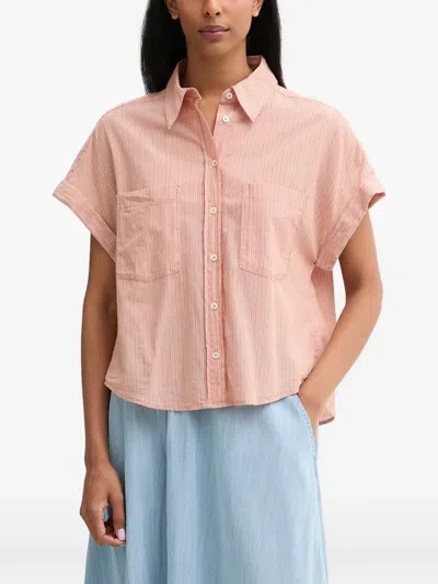Marc O'polo Striped Short-sleeve Shirt In Pink