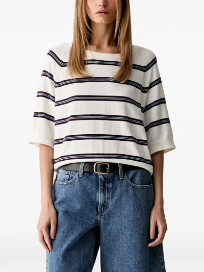 Marc O'polo Striped Short-sleeve Top In White