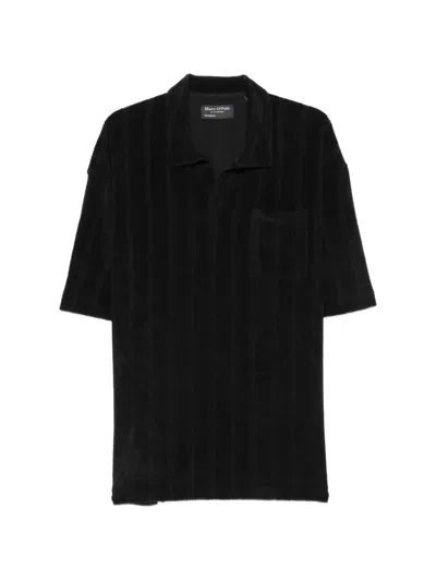 Marc O'polo Striped Terry Polo Shirt In Black
